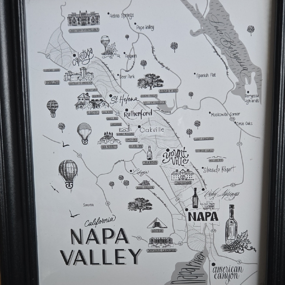 Napa Valley Black and White Art Print